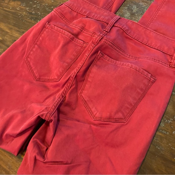 Red Skinny Jeans Button Fly Old Navy Jeggings Size 2 - Picture 3 of 7